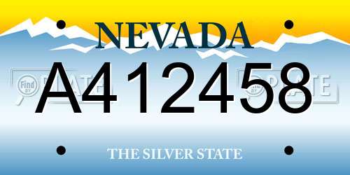 A412458 Nevada License Plate