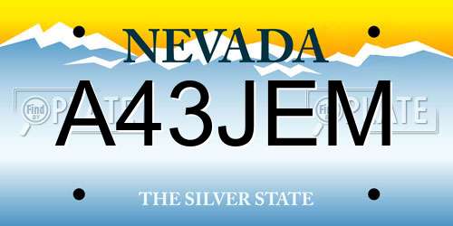 A43JEM Nevada License Plate