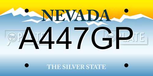 A447GP Nevada License Plate