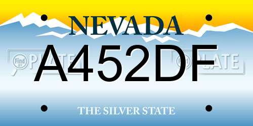 A452DF Nevada License Plate