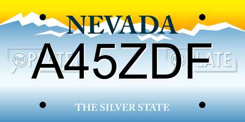 A45ZDF Nevada License Plate