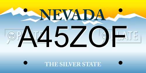 A45ZOF Nevada License Plate