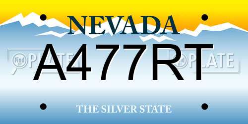 A477RT Nevada License Plate