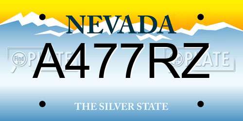 A477RZ Nevada License Plate