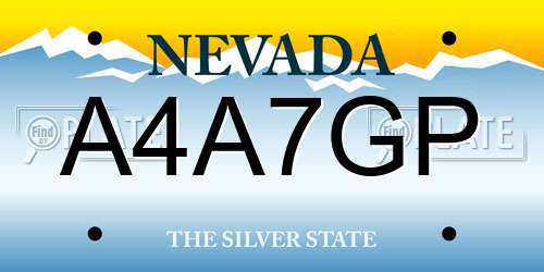 A4A7GP Nevada License Plate