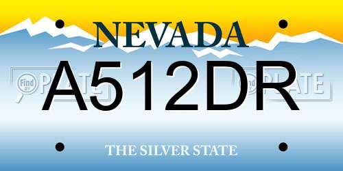 A512DR Nevada License Plate