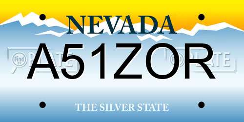 A51ZOR Nevada License Plate