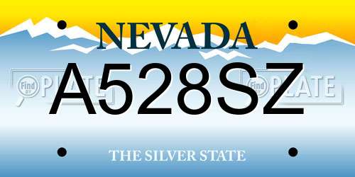 A528SZ Nevada License Plate