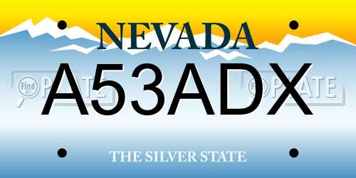 A53ADX Nevada License Plate
