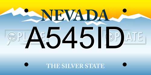A545ID Nevada License Plate