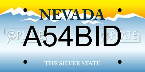 A54BID Nevada License Plate