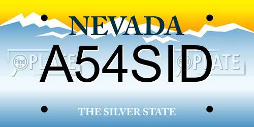 A54SID Nevada License Plate