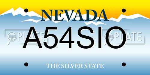 A54SIO Nevada License Plate