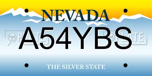 A54YBS Nevada License Plate