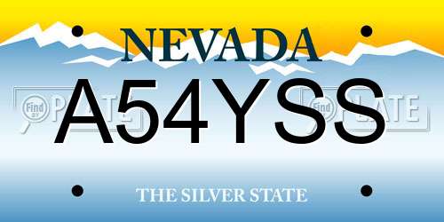 A54YSS Nevada License Plate