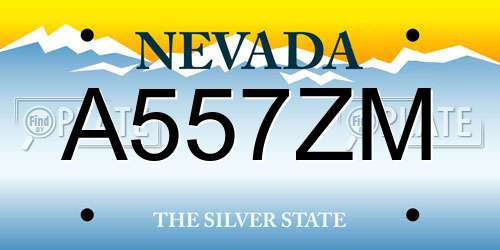 A557ZM Nevada License Plate