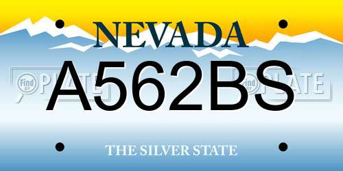 A562BS Nevada License Plate