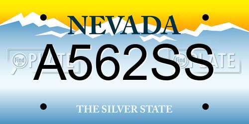 A562SS Nevada License Plate