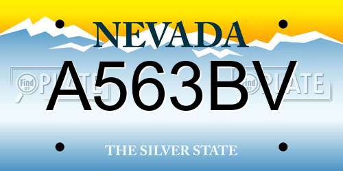 A563BV Nevada License Plate