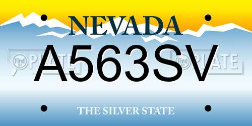 A563SV Nevada License Plate