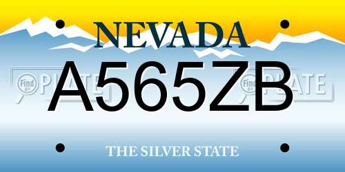 A565ZB Nevada License Plate