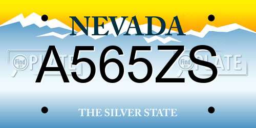 A565ZS Nevada License Plate