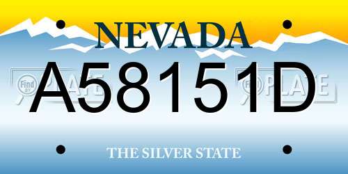 A58151D Nevada License Plate