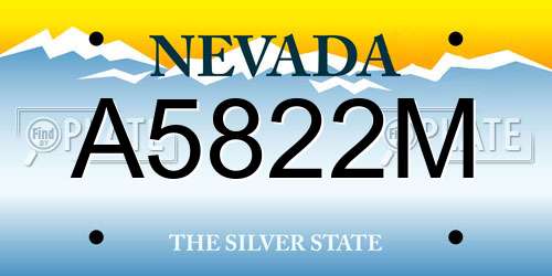 A5822M Nevada License Plate