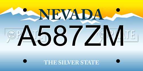 A587ZM Nevada License Plate
