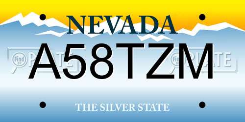 A58TZM Nevada License Plate