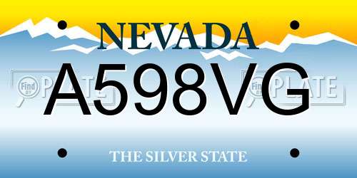 A598VG Nevada License Plate