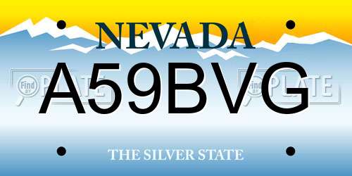 A59BVG Nevada License Plate