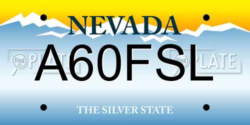 A60FSL Nevada License Plate