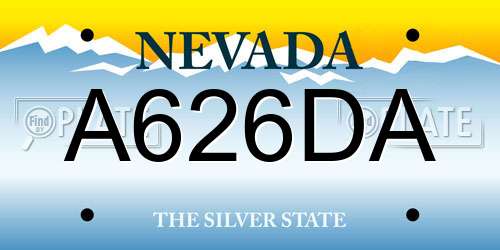 A626DA Nevada License Plate