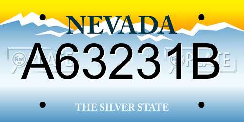 A63231B Nevada License Plate