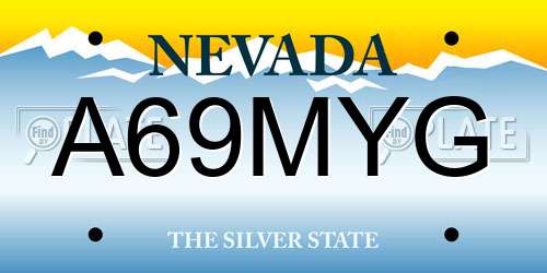 A69MYG Nevada License Plate