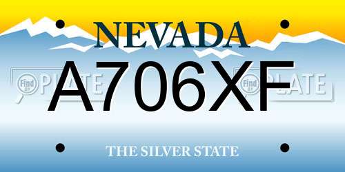 A706XF Nevada License Plate