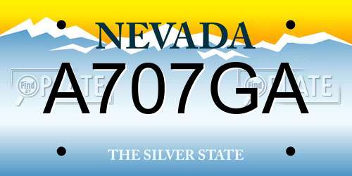 A707GA Nevada License Plate