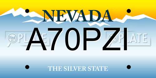 A70PZI Nevada License Plate