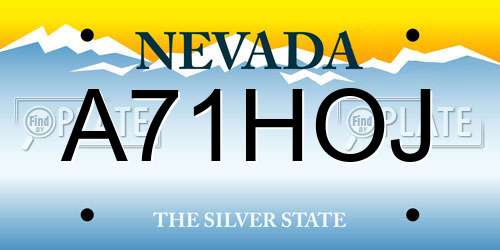 A71HOJ Nevada License Plate