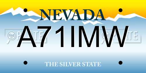 A71IMW Nevada License Plate