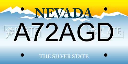 A72AGD Nevada License Plate