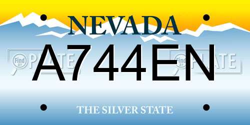 A744EN Nevada License Plate