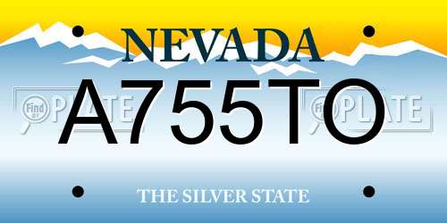 A755TO Nevada License Plate