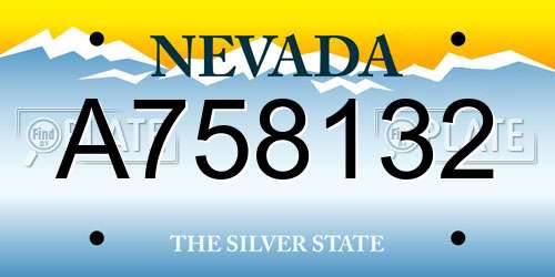 A758132 Nevada License Plate