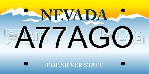 A77AGO Nevada License Plate