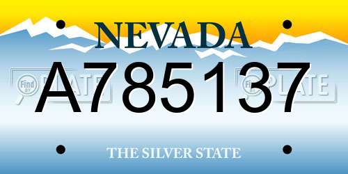 A785137 Nevada License Plate