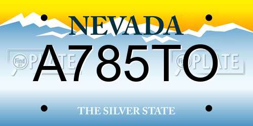 A785TO Nevada License Plate