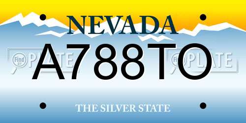 A788TO Nevada License Plate