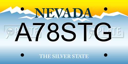 A78STG Nevada License Plate